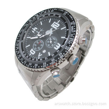 Hot chronograph multifunction sports watch for men, silicon strap and alloy case, Japan movement